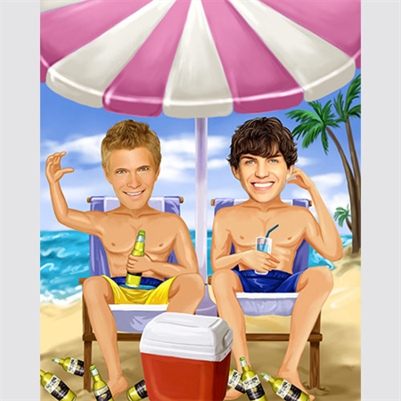 Beach Friends Caricature from Photos - myDaVinci
